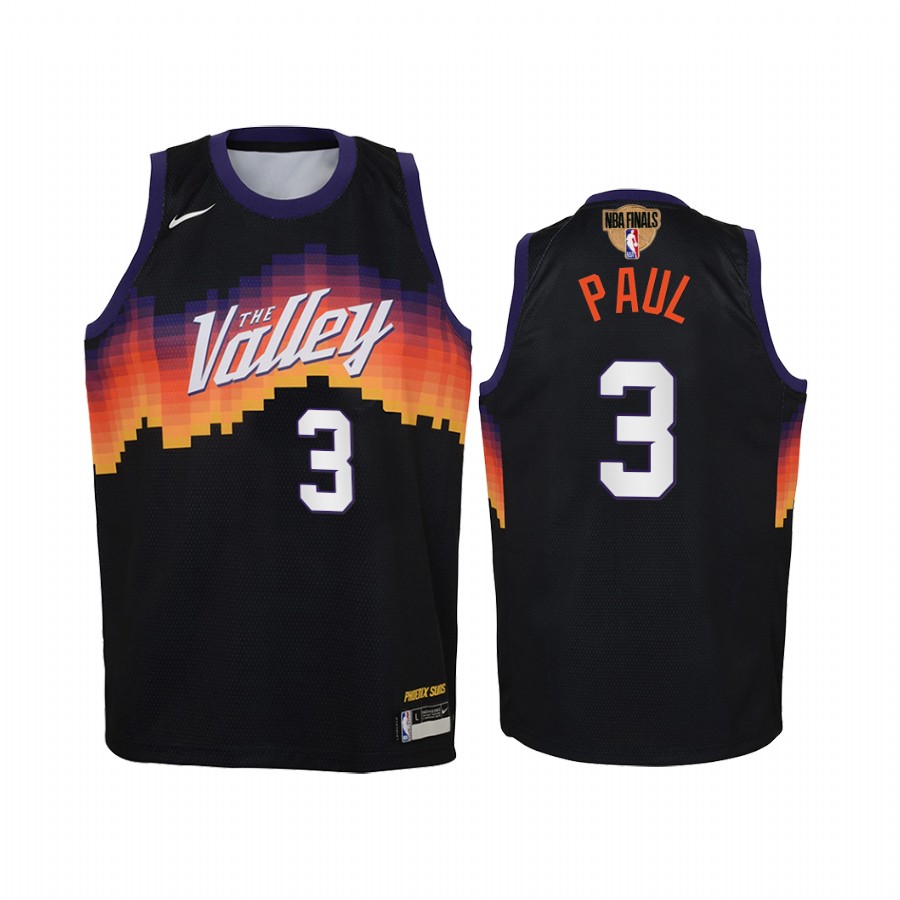 Phoenix Suns Chris Paul 2021 NBA Finals Black Youth Jersey City Edition #3