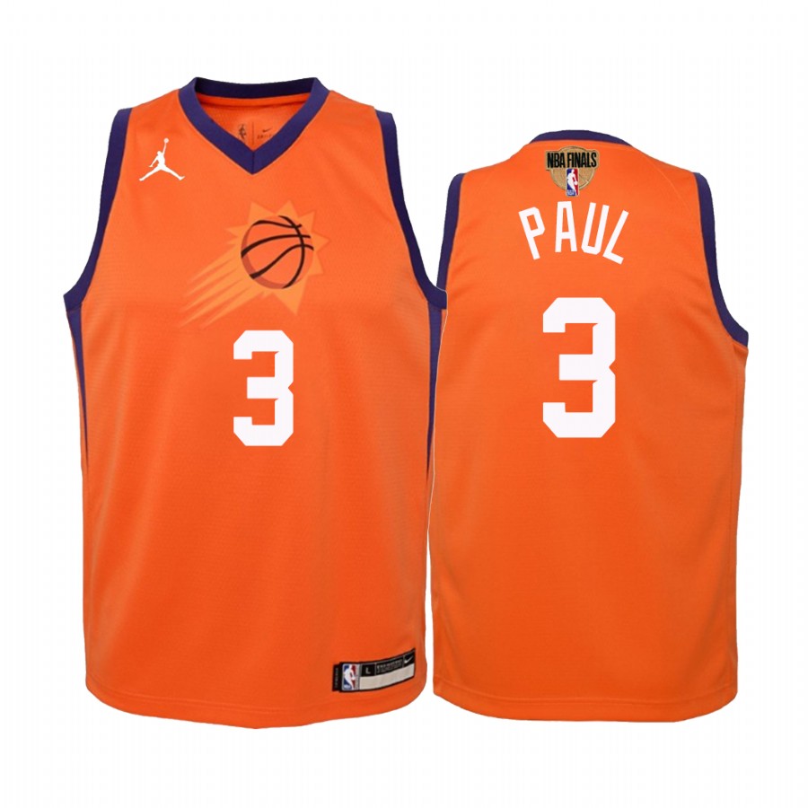 Phoenix Suns Chris Paul 2021 NBA Finals Orange Youth Jersey Statement Edition #3