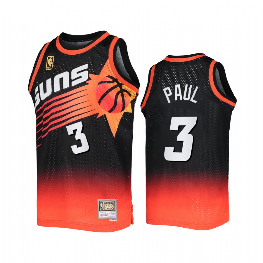 Phoenix Suns Chris Paul Black Orange Fadeaway Men Jersey Mitchell Ness