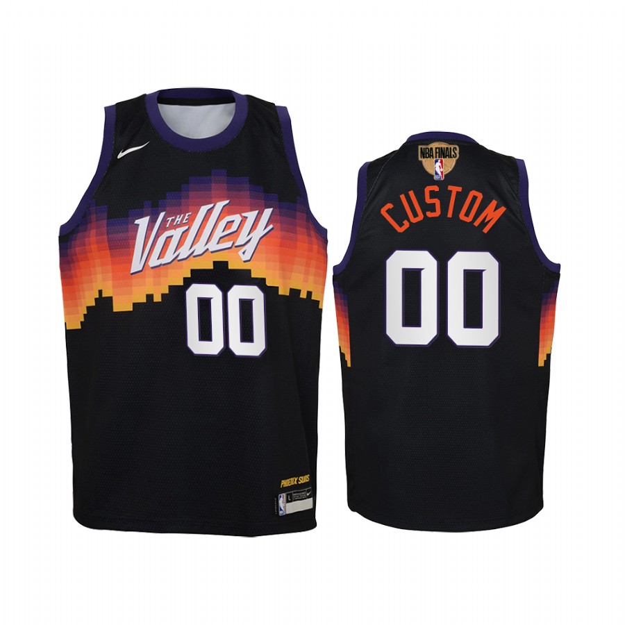 Phoenix Suns Custom 2021 NBA Finals Black Youth Jersey City Edition #00