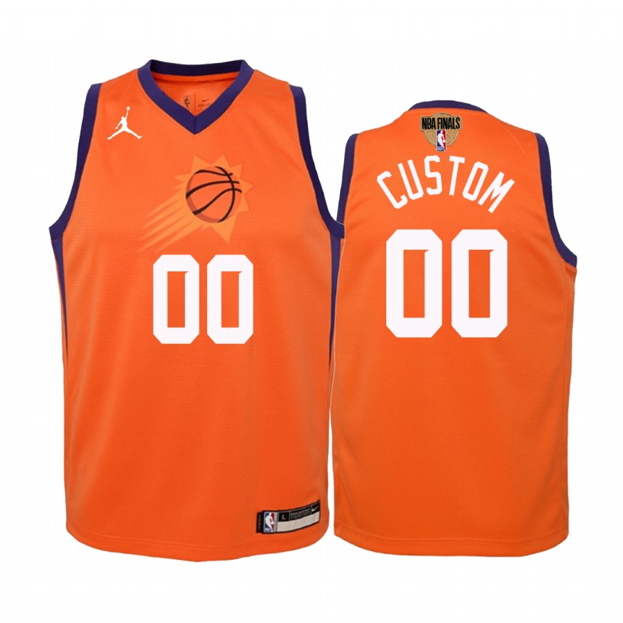 Phoenix Suns Custom 2021 NBA Finals Orange Youth Jersey Statement Edition #00