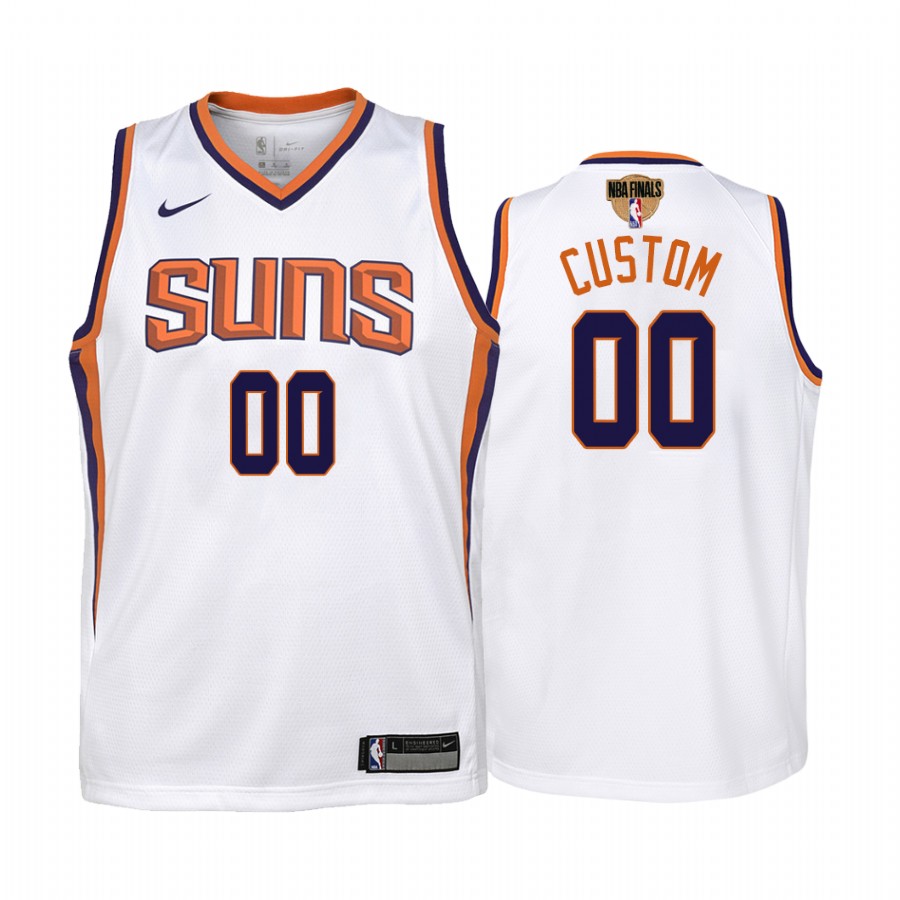 Phoenix Suns Custom 2021 NBA Finals White Youth Jersey Association Edition #00