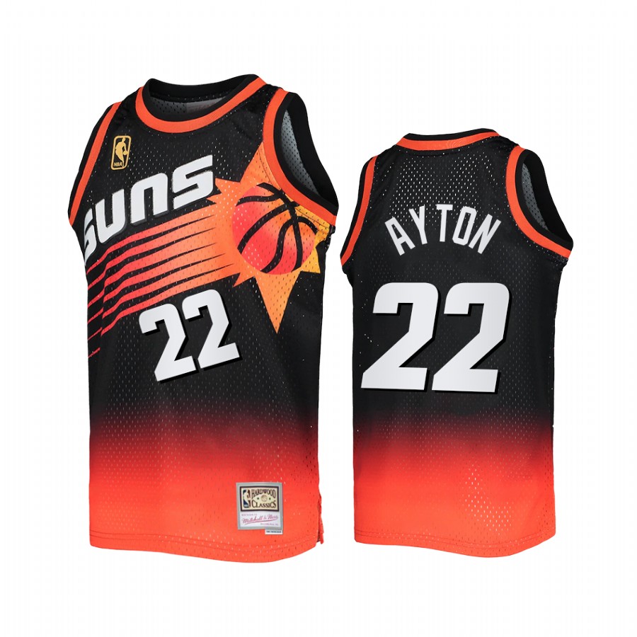 Phoenix Suns Deandre Ayton Black Orange Fadeaway Men Jersey Mitchell Ness