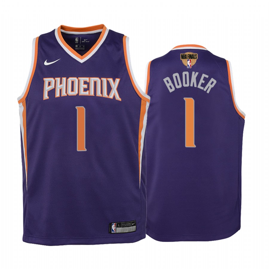 Phoenix Suns Devin Booker 2021 NBA Finals Purple Youth Jersey Icon Edition #1
