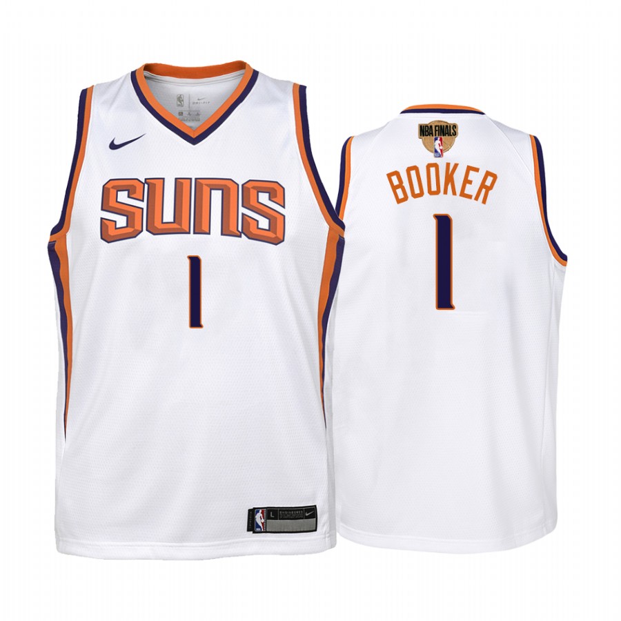 Phoenix Suns Devin Booker 2021 NBA Finals White Youth Jersey Association Edition #1