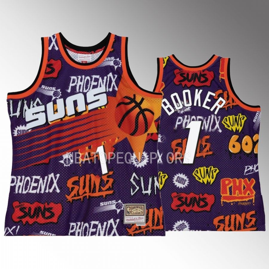Phoenix Suns Devin Booker Purple Slap Sticker Men Jersey HWC Swingman
