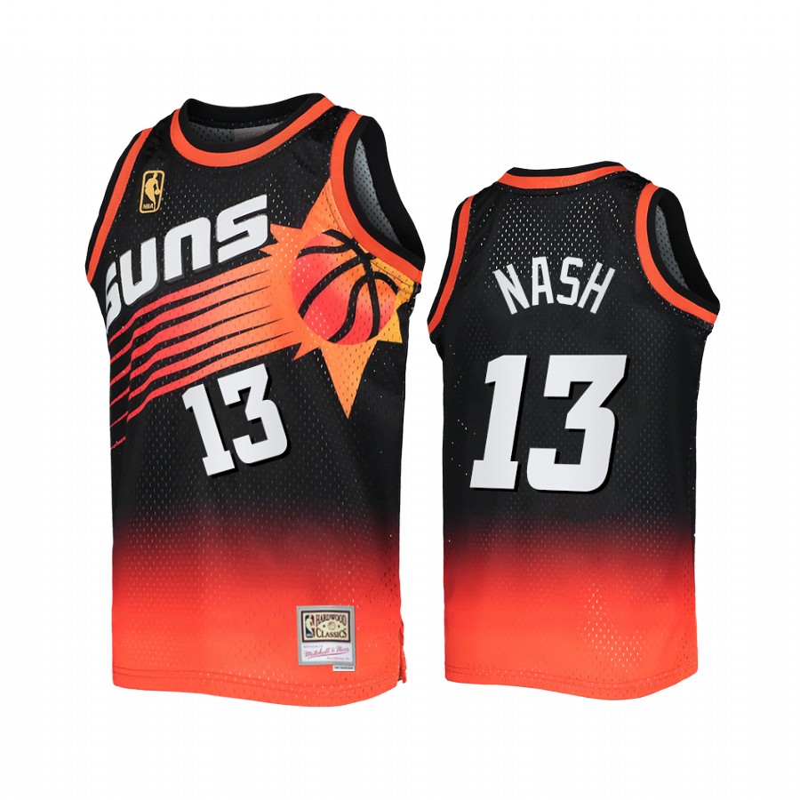 Phoenix Suns Steve Nash Black Orange Fadeaway Men Jersey Mitchell Ness