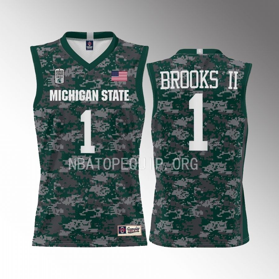 Pierre Brooks Michigan State Spartans Green Jersey 2022 Armed Forces Carrier Classic Game