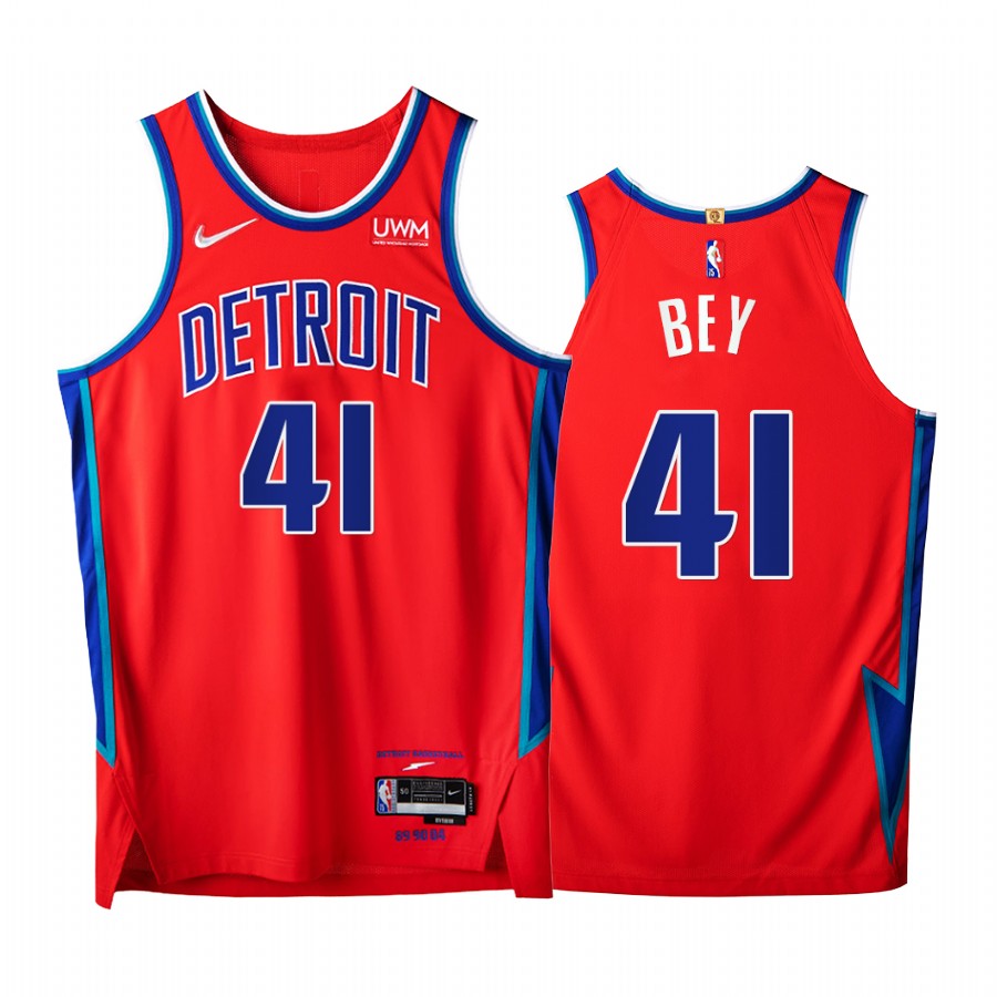 Pistons #41 Saddiq Bey Red Jersey NBA 75th City Edition 2021-22