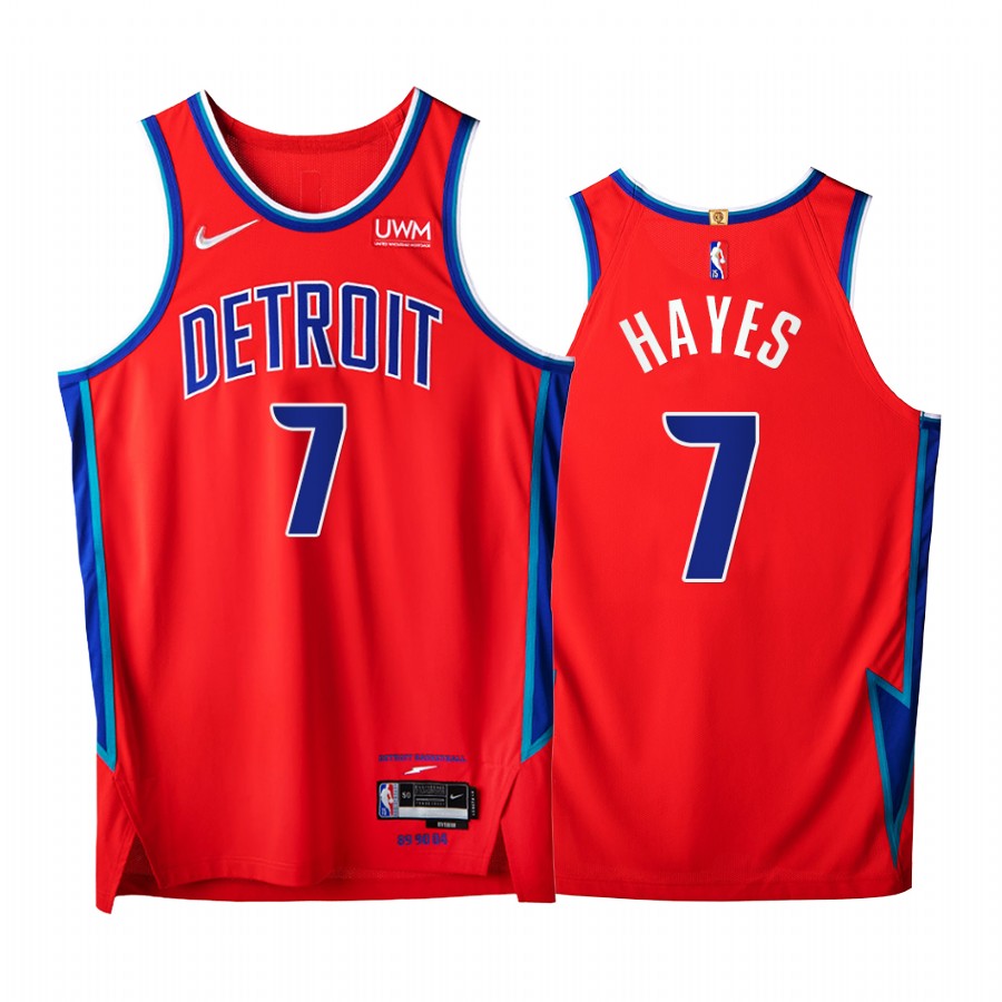 Pistons #7 Killian Hayes Red Jersey NBA 75th City Edition 2021-22