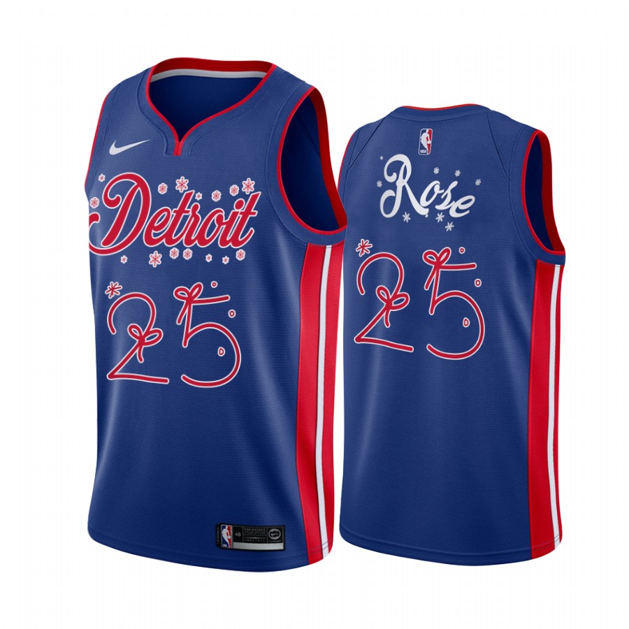 Pistons Derrick Rose 2020 Xmas Jersey Festive Special Edition Blue
