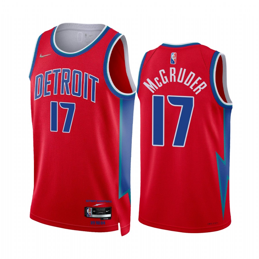 Pistons Rodney McGruder City Edition Red 2021-22 Jersey 75th Anniversary