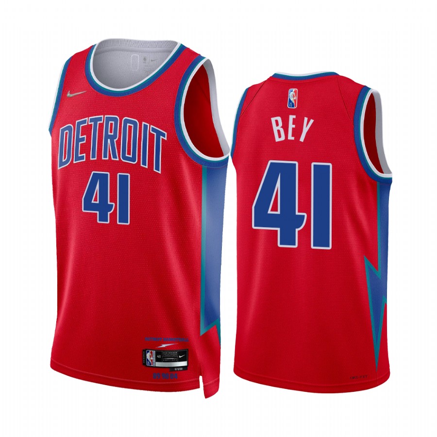 Pistons Saddiq Bey City Edition Red 2021-22 Jersey 75th Anniversary