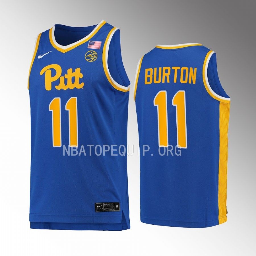 Pitt Panthers Jamarius Burton Jersey 2022-23 College  Royal Uniform