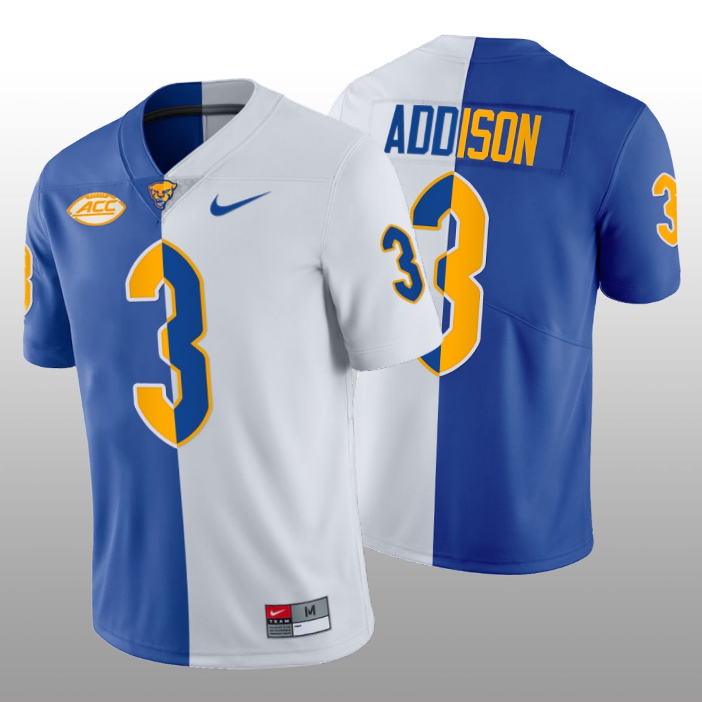Pitt Panthers Jordan Addison Royal White Limited  Jersey Split Edition - Men