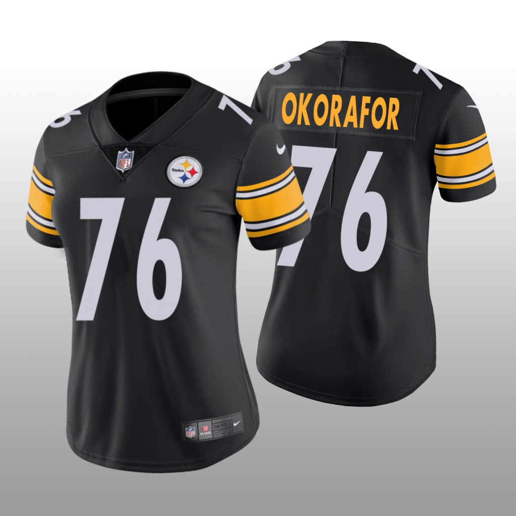 Pittsburgh Steelers #76 Black Chukwuma Okorafor Game Jersey - Women
