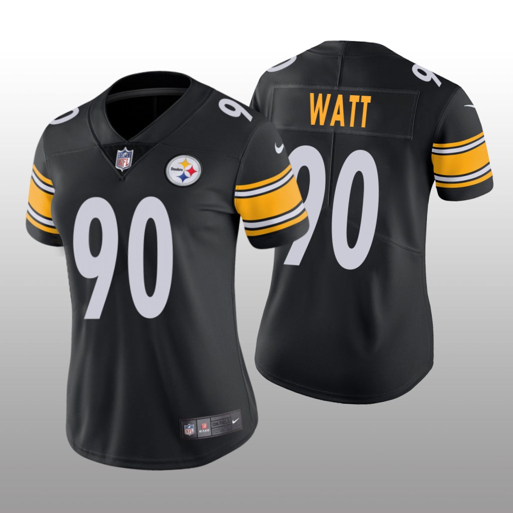 Pittsburgh Steelers #90 Black T. J. Watt Game Jersey - Women