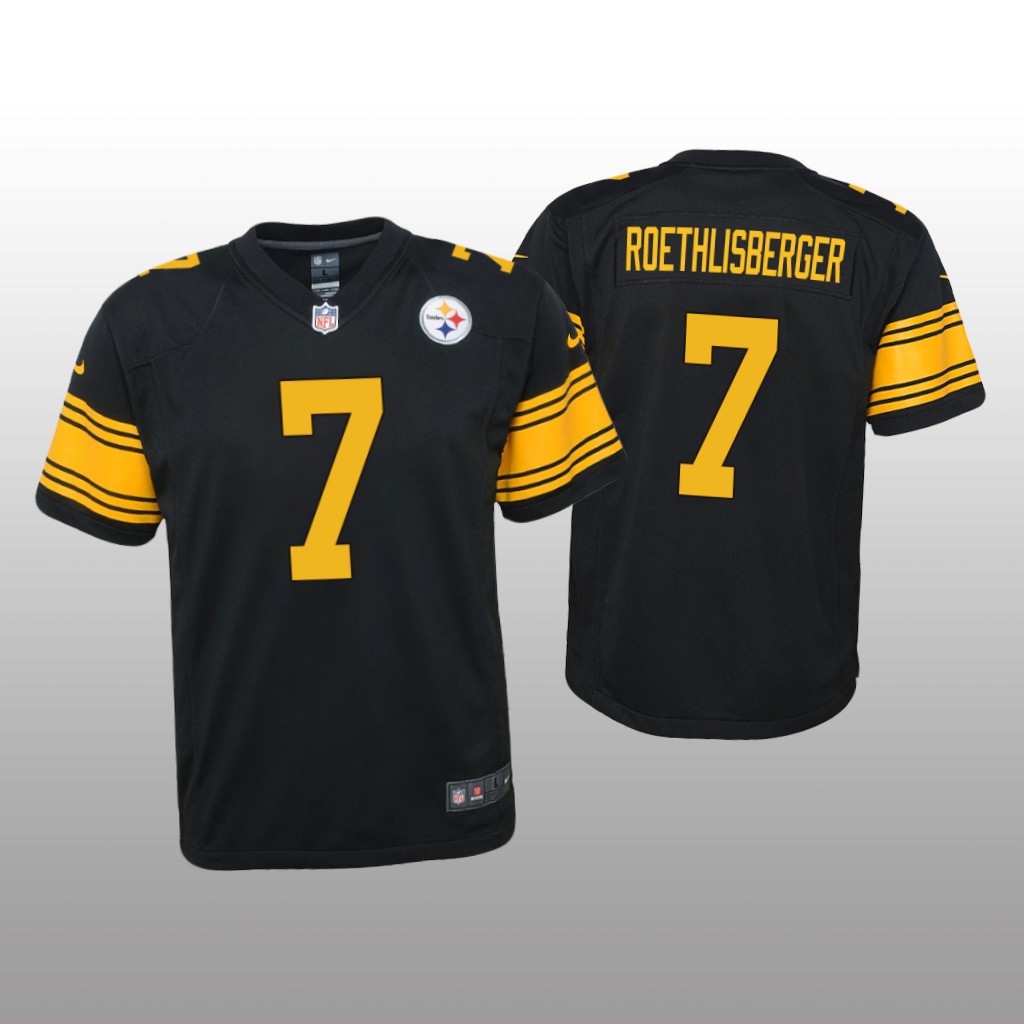 Pittsburgh Steelers Ben Roethlisberger Black Jersey Alternate Game - Youth