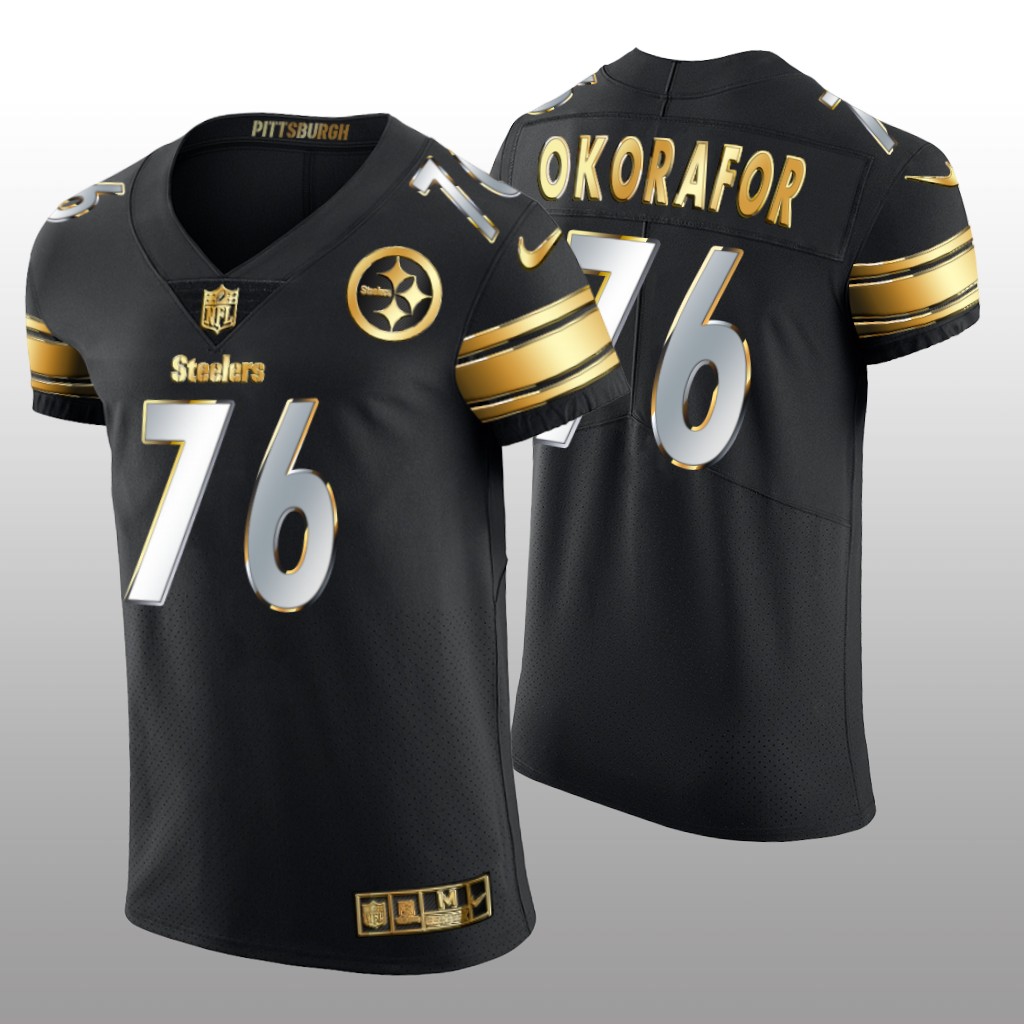 Pittsburgh Steelers Chukwuma Okorafor Black Elite Jersey Golden Edition Men's