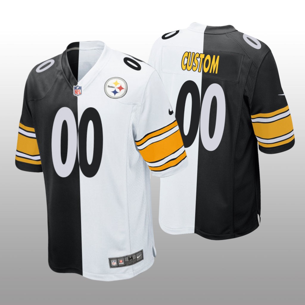 Pittsburgh Steelers Custom Black White Two Tone Jersey Split - Men's