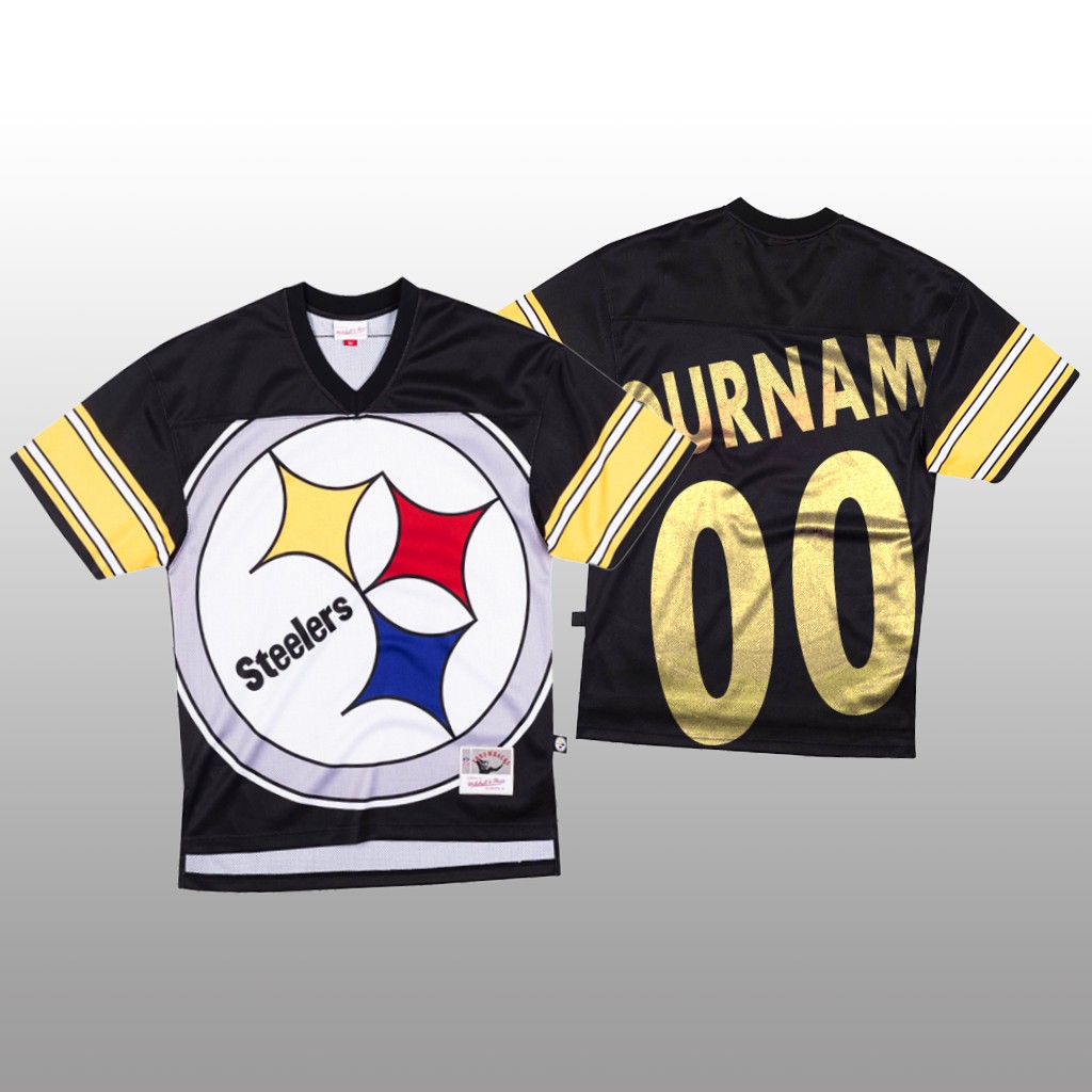 Pittsburgh Steelers Custom Mitchell & Ness Black Jersey Big Face - Men's