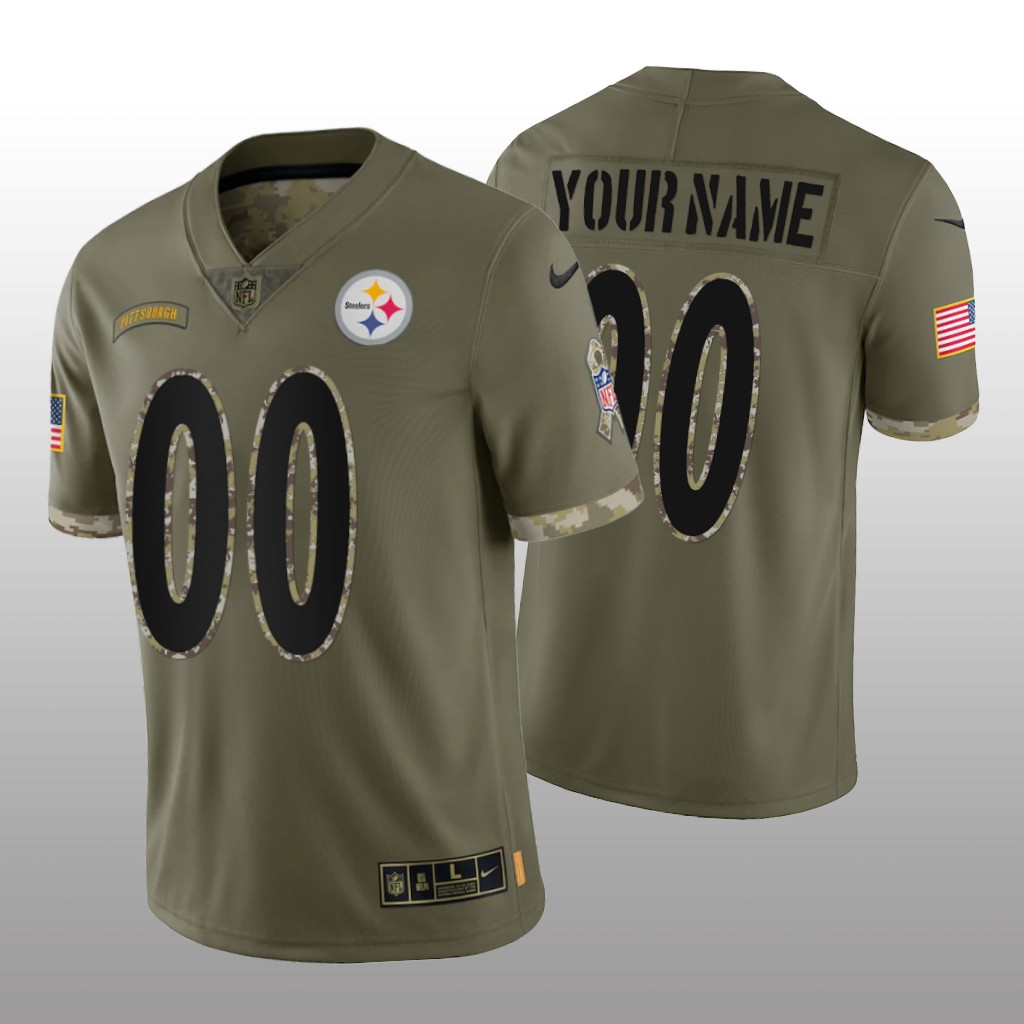 Pittsburgh Steelers Custom Olive Limited Jersey 2022 Salute To Service - Men's