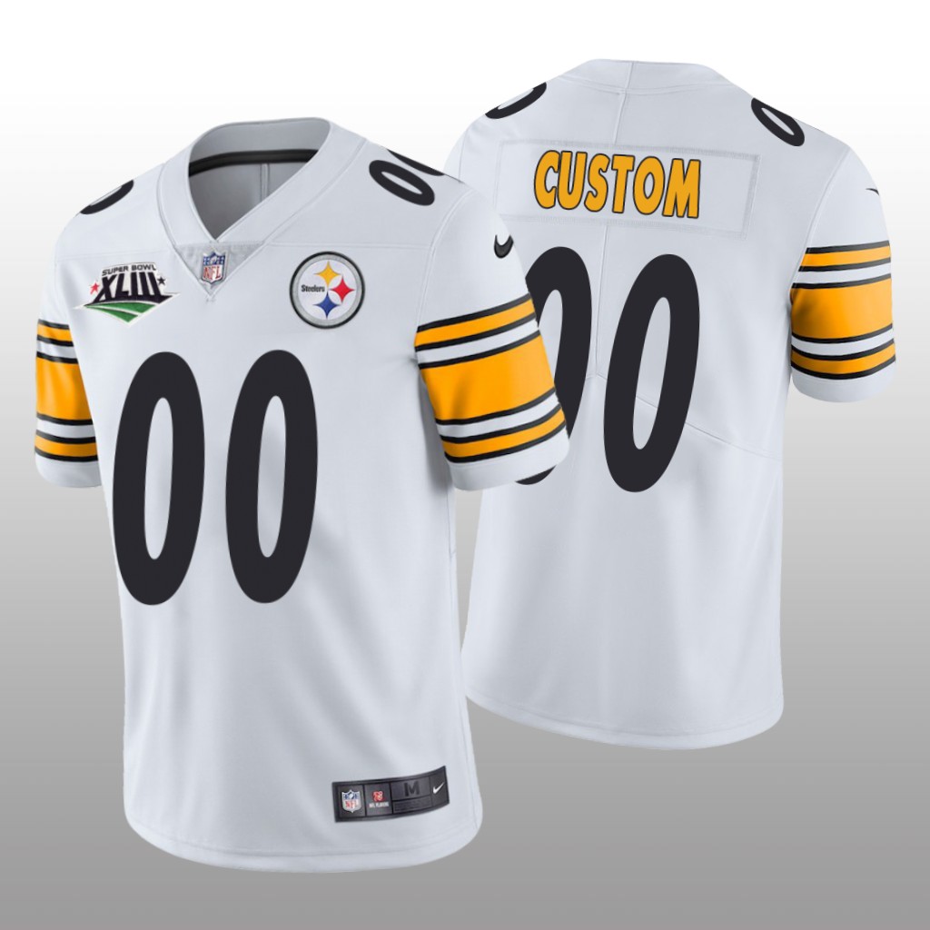 Pittsburgh Steelers Custom White Jersey Super Bowl XLIII Patch - Men's