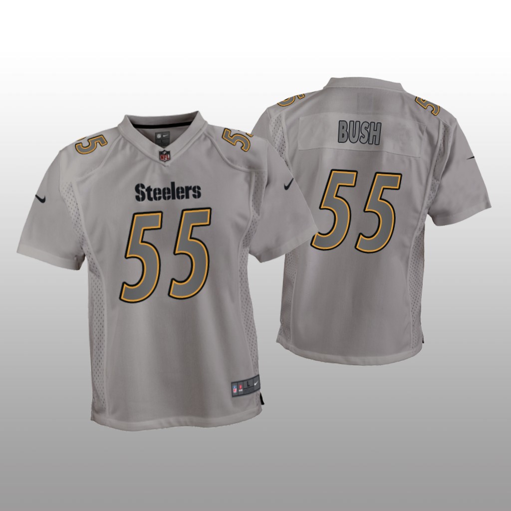 Pittsburgh Steelers Devin Bush Gray Jersey Atmosphere Fashion Game - Youth