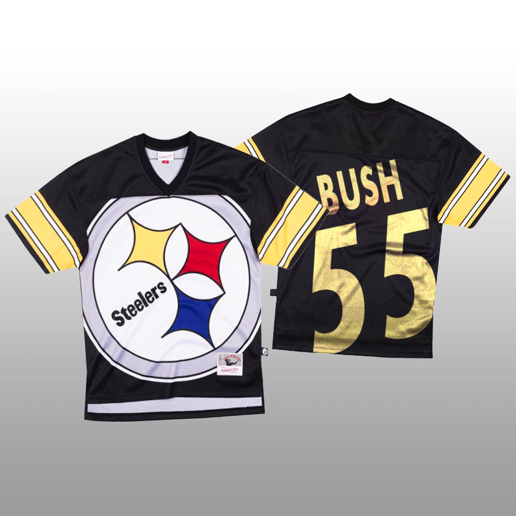 Pittsburgh Steelers Devin Bush Mitchell & Ness Black Jersey Big Face - Men's