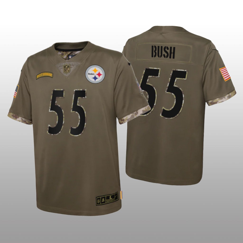 Pittsburgh Steelers Devin Bush Olive Limited Jersey 2022 Salute To Service - Youth