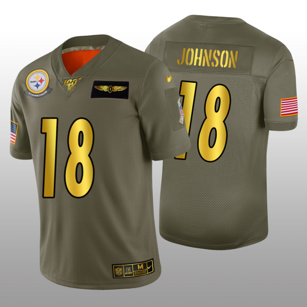 Pittsburgh Steelers Diontae Johnson Olive Golden NFL 100 Jersey 2019 Salute to Service - Men's