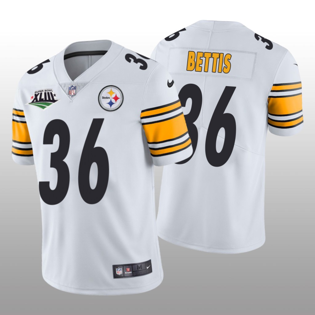 Pittsburgh Steelers Jerome Bettis White Jersey Super Bowl XLIII Patch - Men's