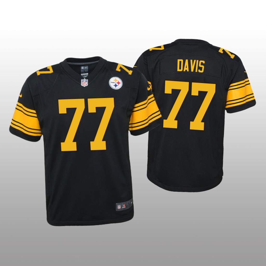 Pittsburgh Steelers Jesse Davis Black Jersey Alternate Game - Youth
