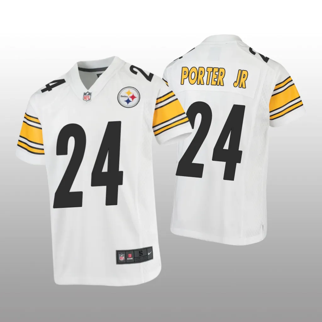 Pittsburgh Steelers Joey Porter Jr. White Jersey Game - Youth