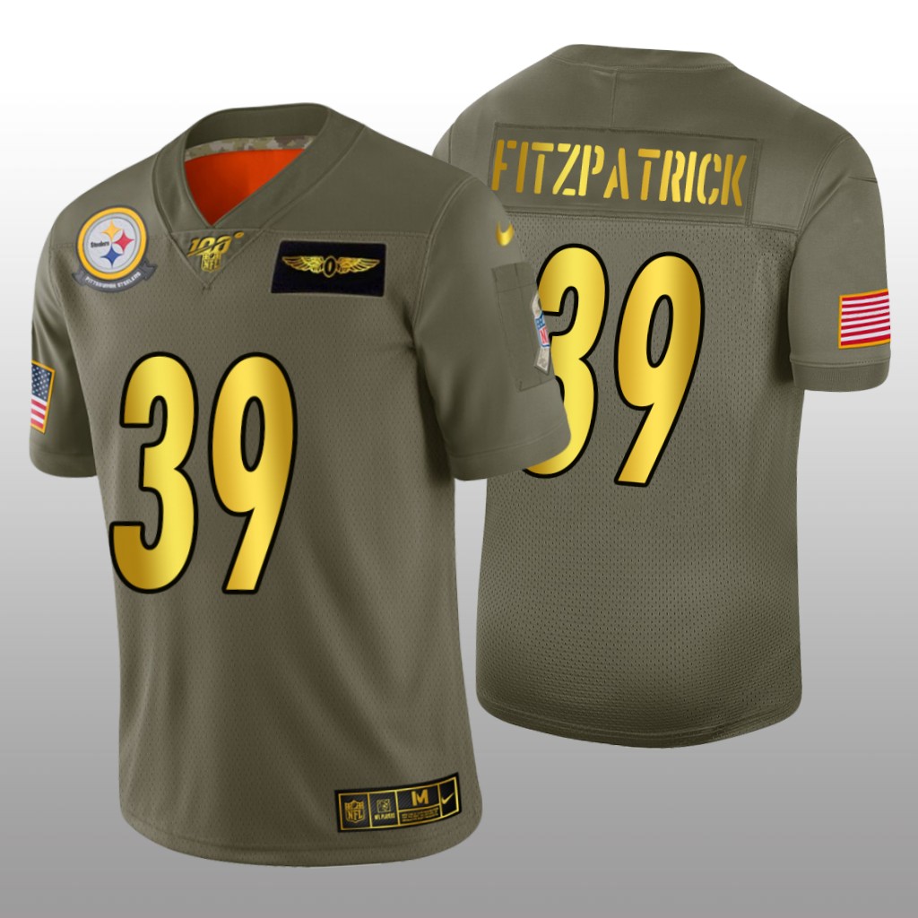 Pittsburgh Steelers Minkah Fitzpatrick Olive Golden NFL 100 Jersey 2019 Salute to Service - Men's