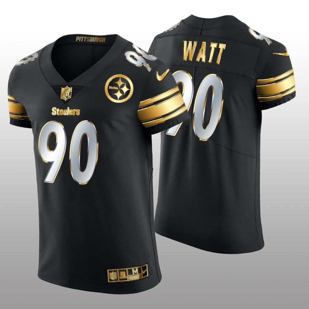 Pittsburgh Steelers T.J. Watt Black Elite Jersey Golden Edition Men's