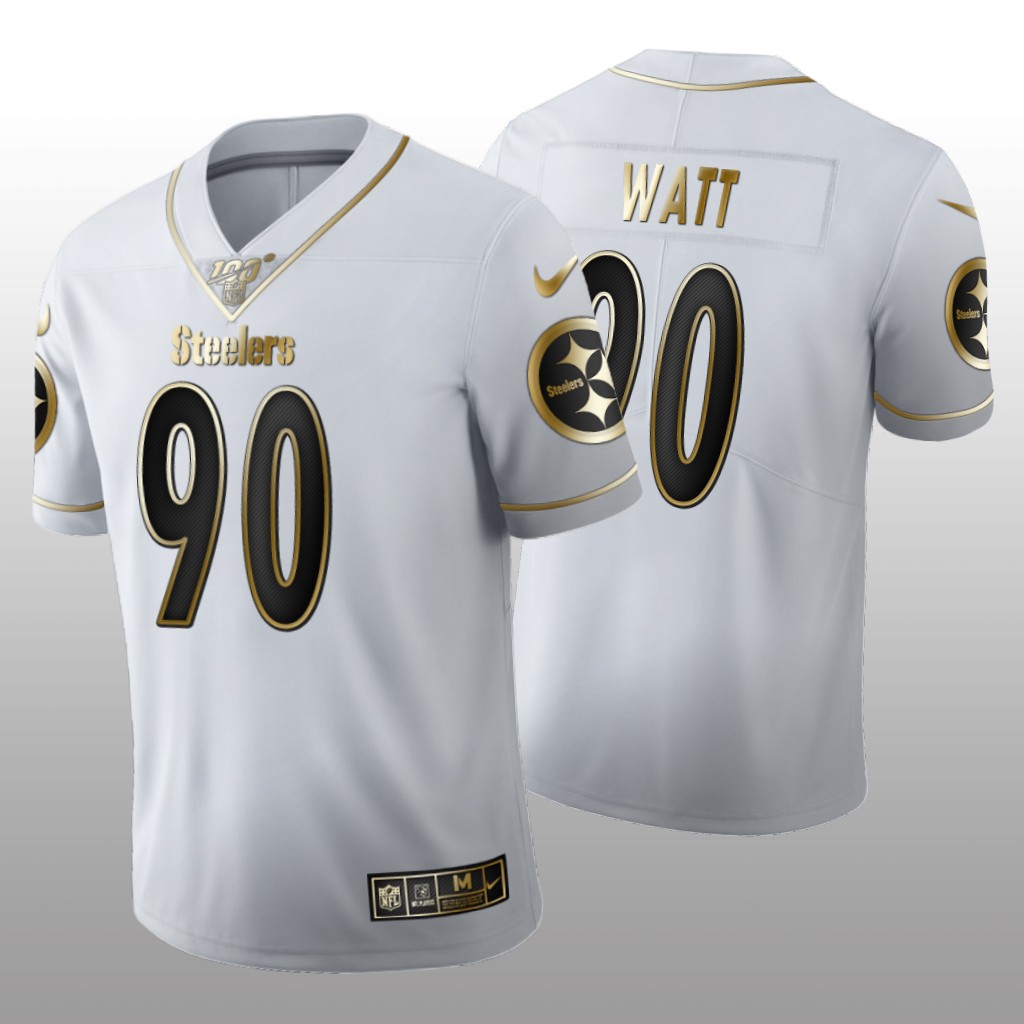 Pittsburgh Steelers T.J. Watt White Golden Edition Jersey 100th Season Men's