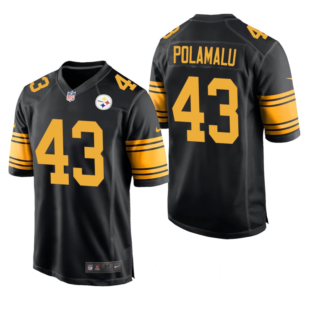 Pittsburgh Steelers Troy Polamalu Black Retired Player Jersey Alternate Game - Men's