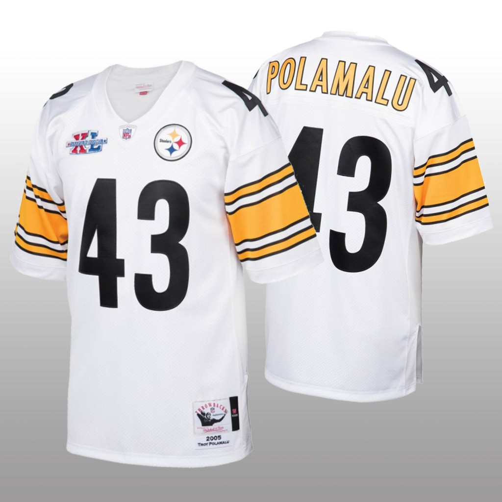 Pittsburgh Steelers Troy Polamalu Mitchell & Ness White Throwback 2005 Jersey - Men's