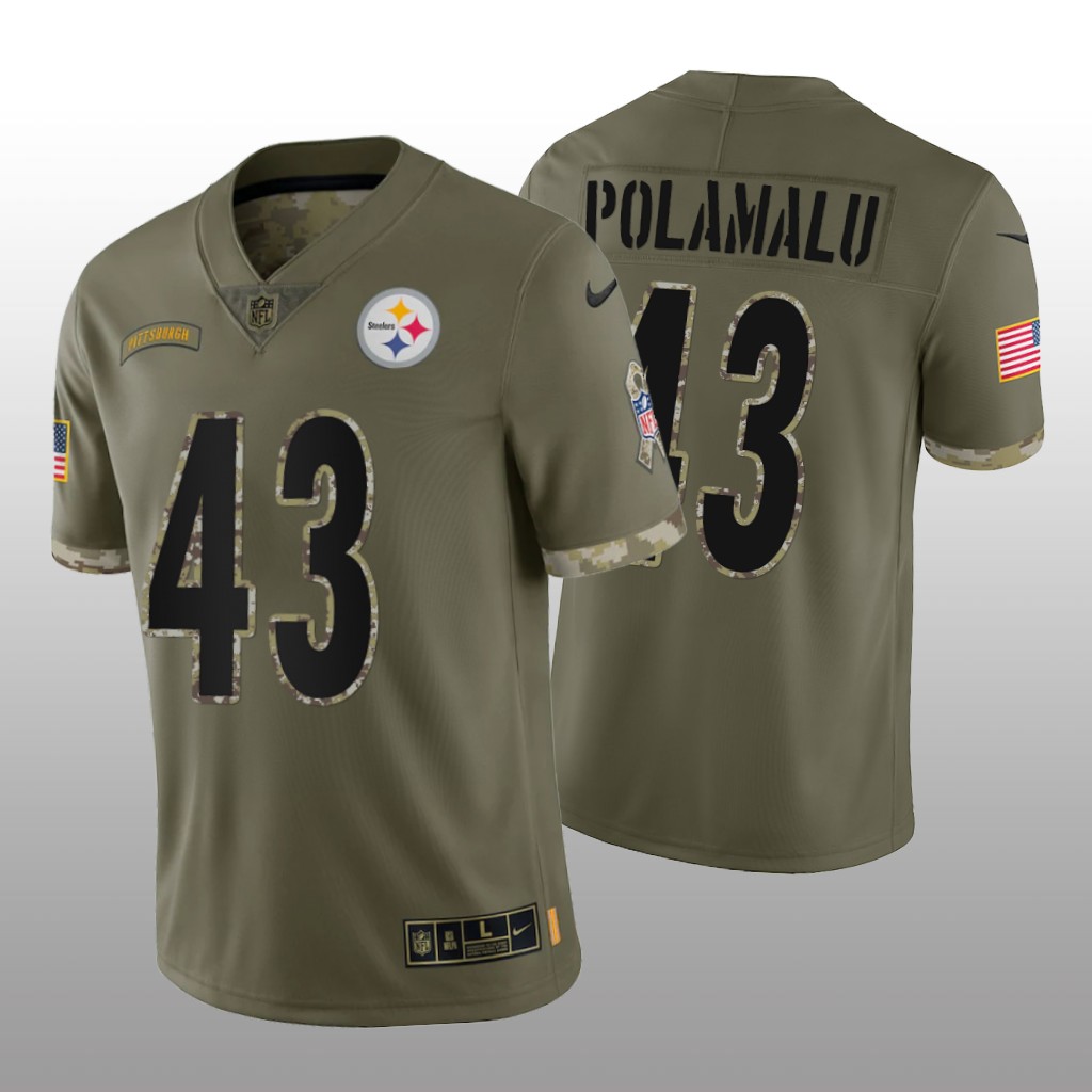 Pittsburgh Steelers Troy Polamalu Olive Limited Jersey 2022 Salute To Service - Men's