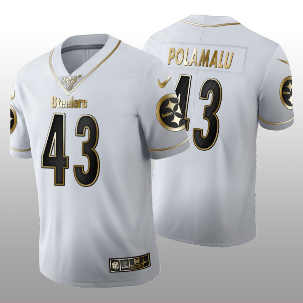 Pittsburgh Steelers Troy Polamalu White Golden Edition Jersey 100th Season Men's