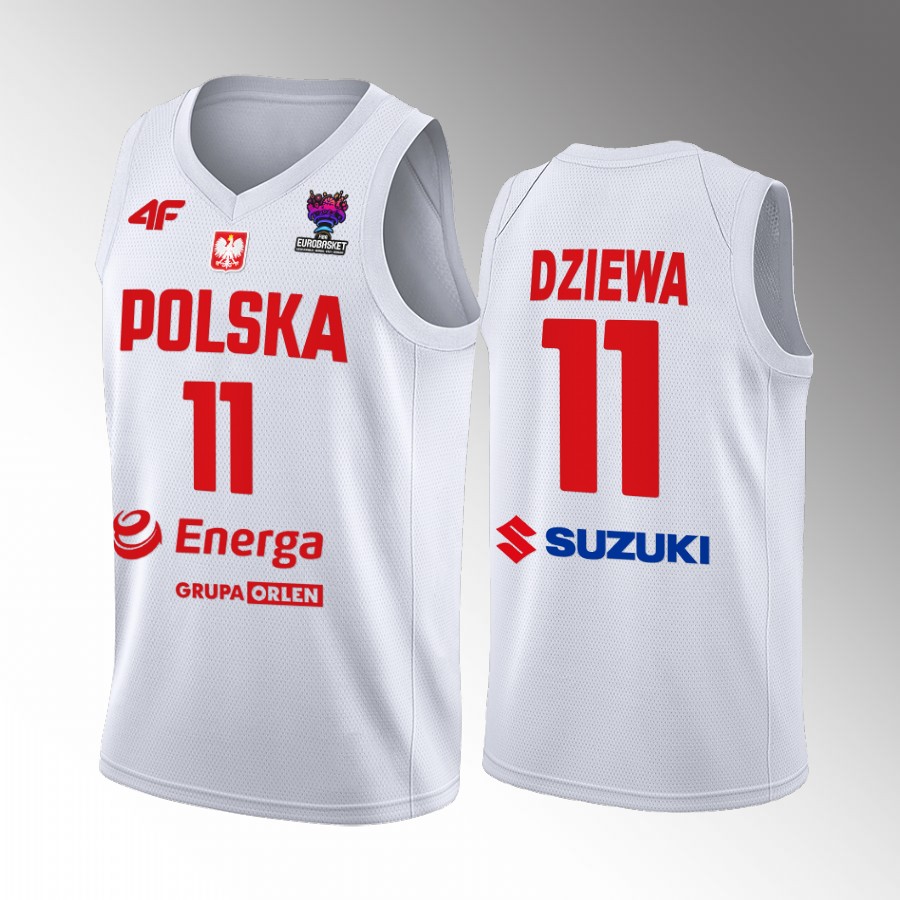Poland #11 Aleksander Dziewa FIBA EuroBasket 2022 Home Men Jersey White