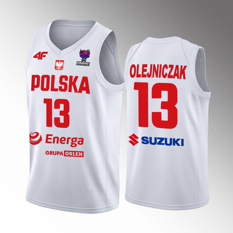 Poland #13 Dominik Olejniczak FIBA EuroBasket 2022 Home Men Jersey White