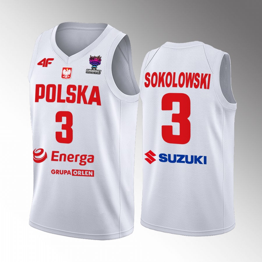Poland #3 Michal Sokolowski FIBA EuroBasket 2022 Home Men Jersey White