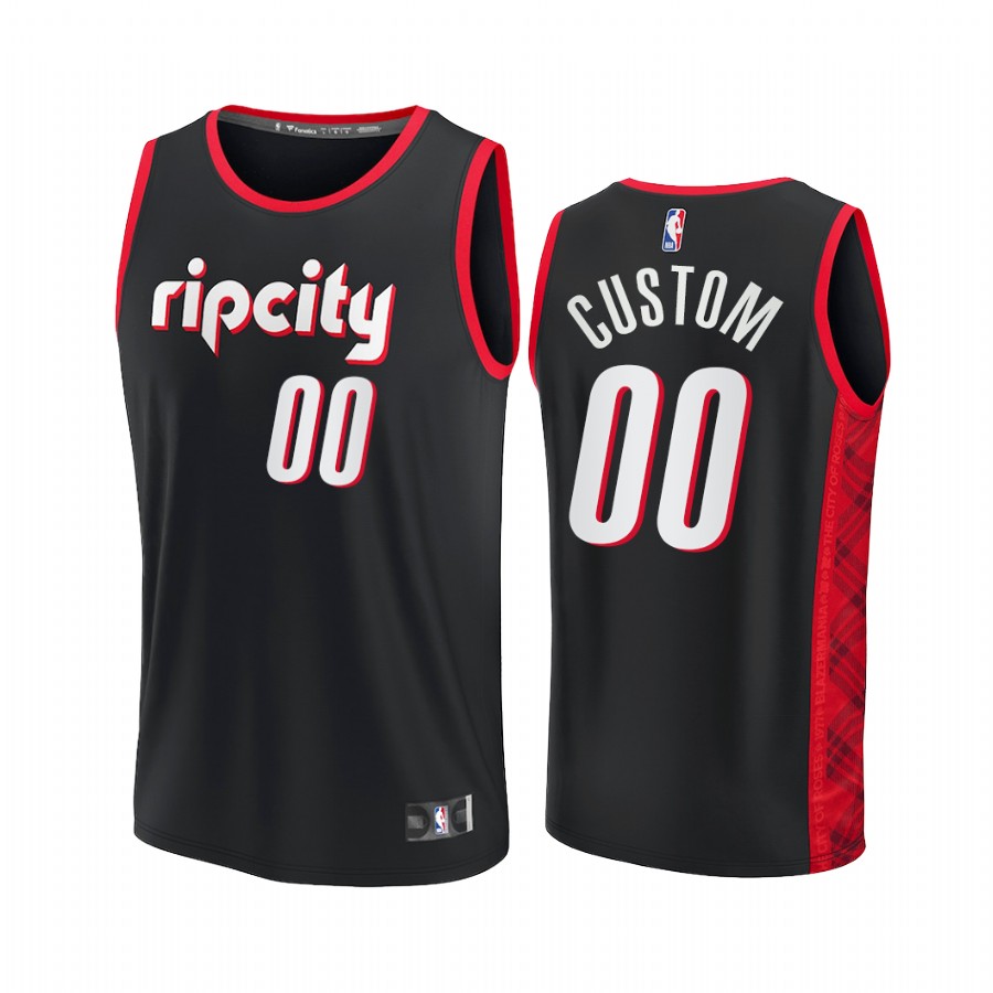 Portland Trail Blazers #00 Custom Jersey 2021-22 NBA75th City Edition Black