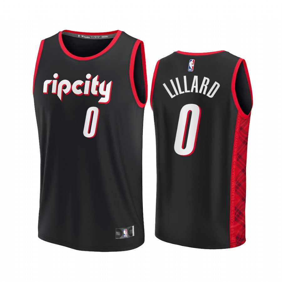 Portland Trail Blazers #0 Damian Lillard Jersey 2021-22 NBA75th City Edition Black
