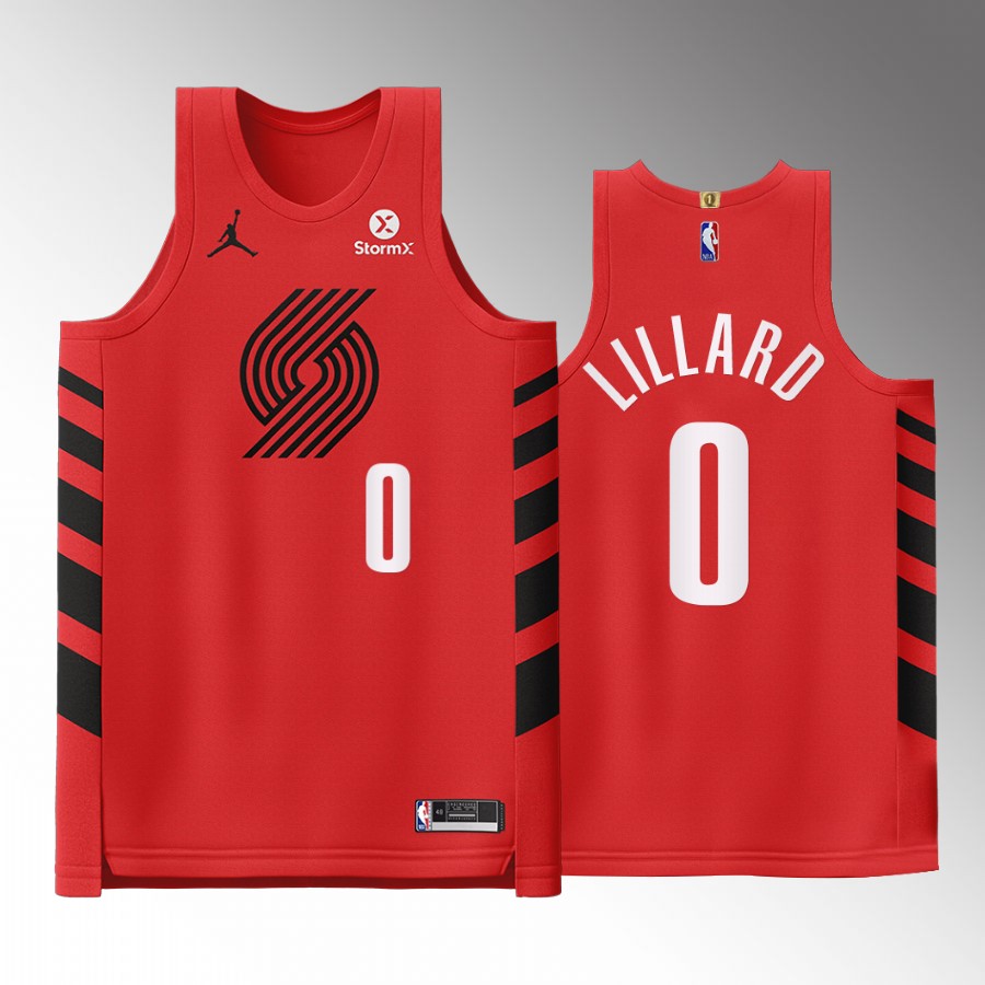 Portland Trail Blazers #0 Damian Lillard Red Jersey 2022-23 Statement Edition