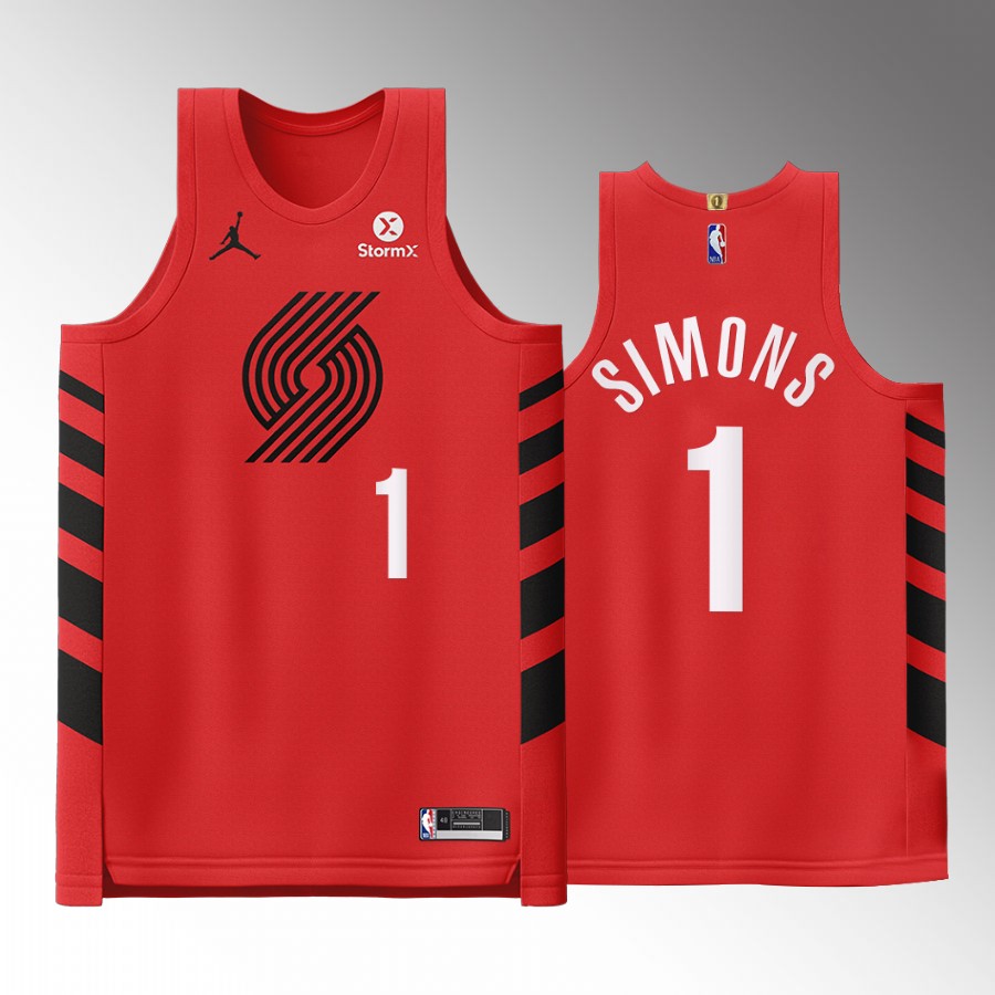 Portland Trail Blazers #1 Anfernee Simons Red Jersey 2022-23 Statement Edition