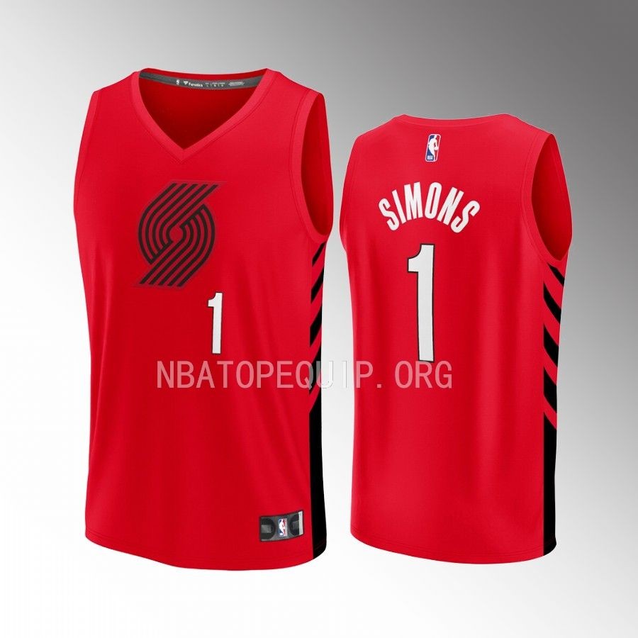 Portland Trail Blazers #1 Anfernee Simons Statement Edition Jersey Fast Break Player Red