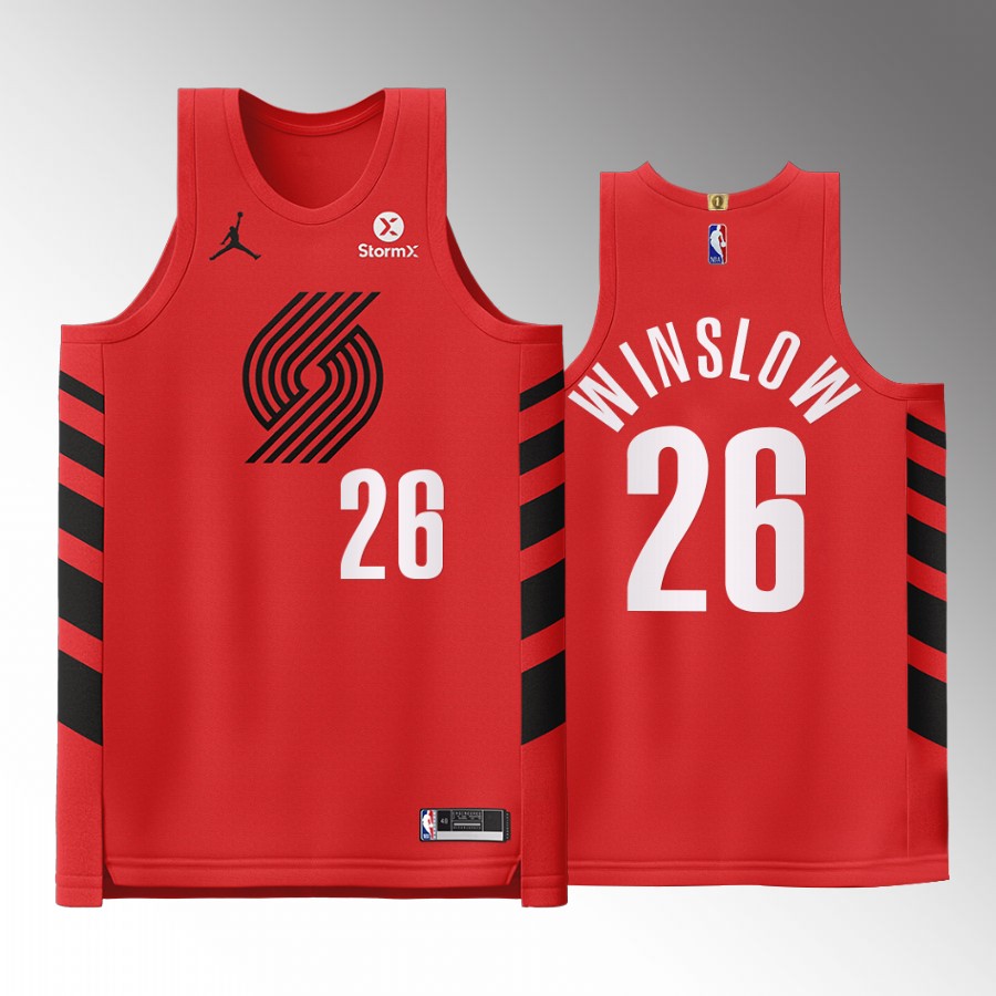 Portland Trail Blazers #26 Justise Winslow Red Jersey 2022-23 Statement Edition